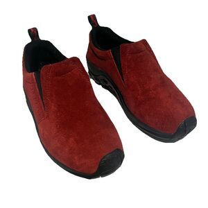 Merrell Shoes Women's Size 6.5 Jungle Moc Red Sunset Suede Leather Slip On Mules